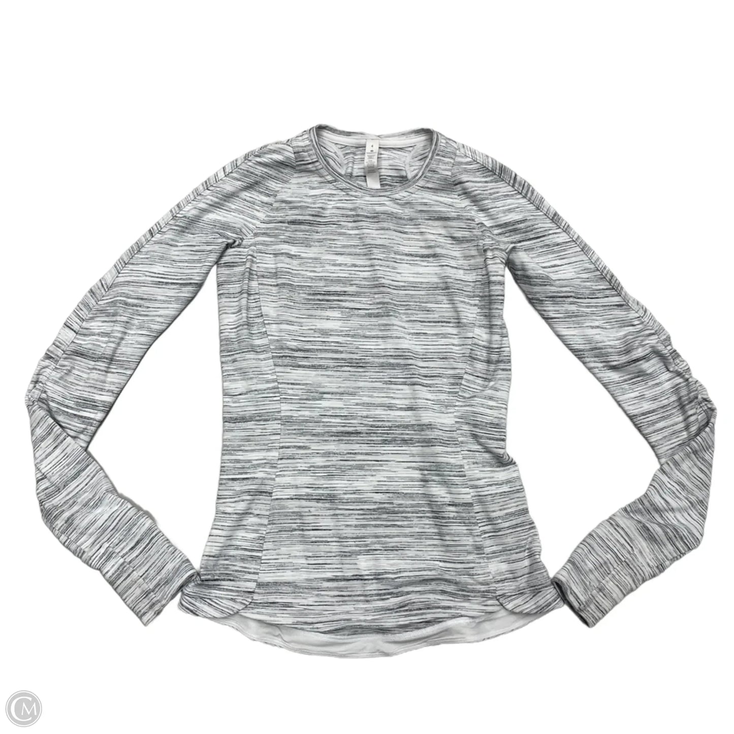 Athletic Top Long Sleeve Crewneck By Lululemon In Grey & White, Size: S