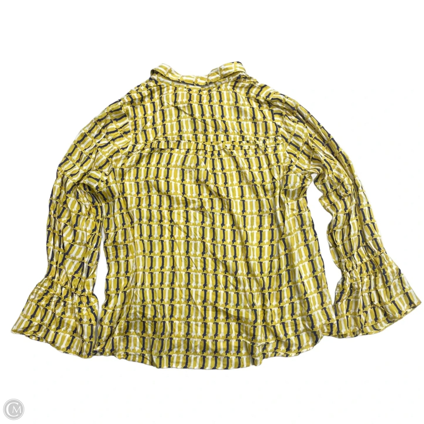 Blouse Long Sleeve By Maeve In Blue & Yellow, Size: 1x