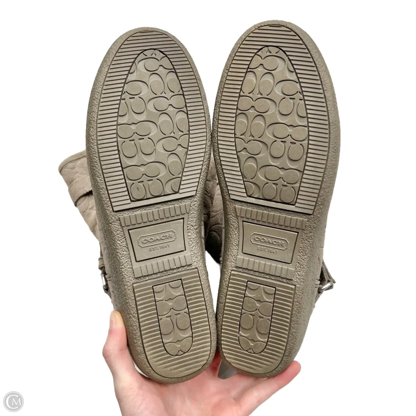 Boots Designer By Coach In Grey, Size: 8.5