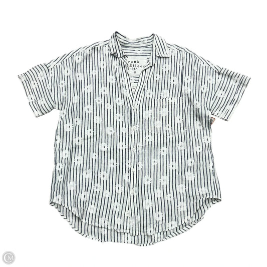 Blouse Short Sleeve By Frank And Eileen In Blue & White, Size: Xs