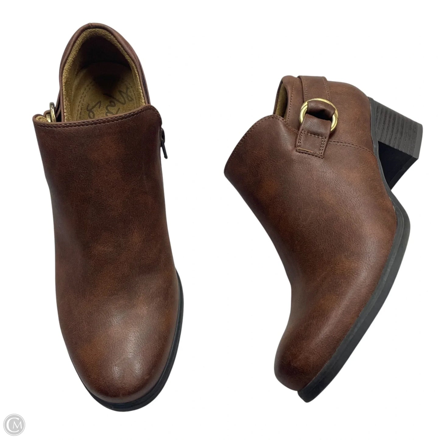 Boots Ankle Heels By Natural Soul In Brown, Size: 8