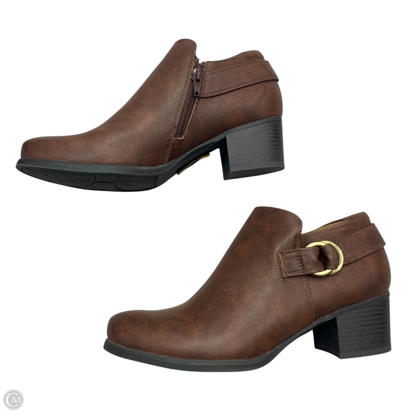 Boots Ankle Heels By Natural Soul In Brown, Size: 8