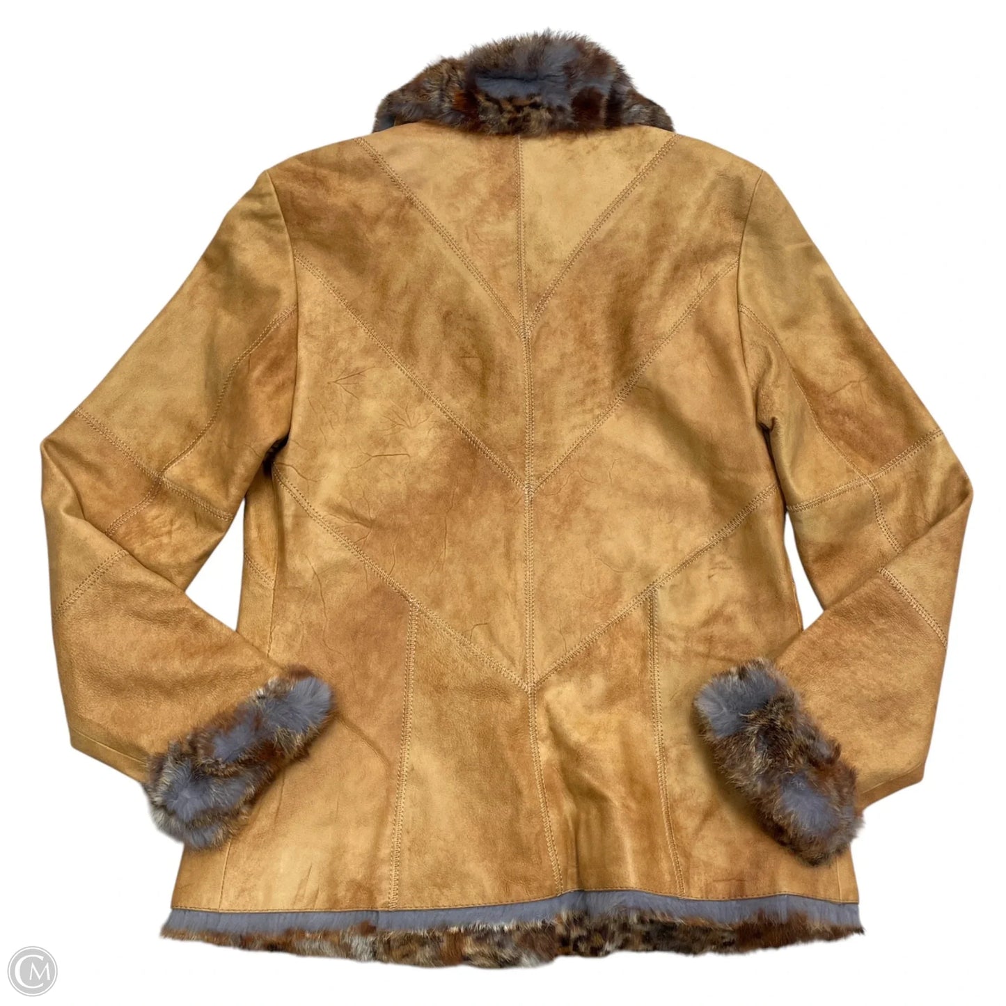 Jacket Leather By Cache In Tan, Size: S