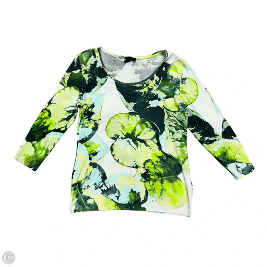 Top Long Sleeve Designer By Escada In Green & White, Size: M