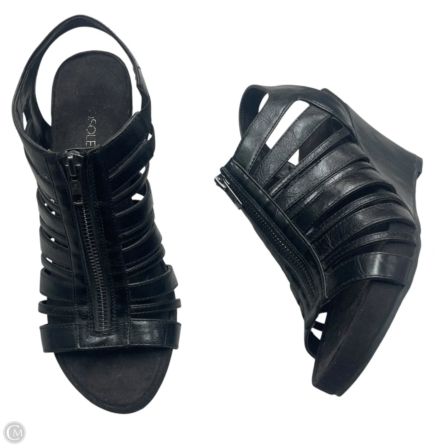 Sandals Heels Wedge By Aerosoles In Black, Size: 9.5