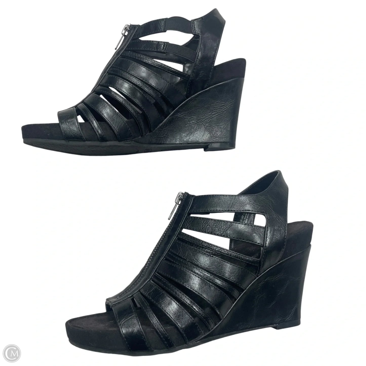 Sandals Heels Wedge By Aerosoles In Black, Size: 9.5