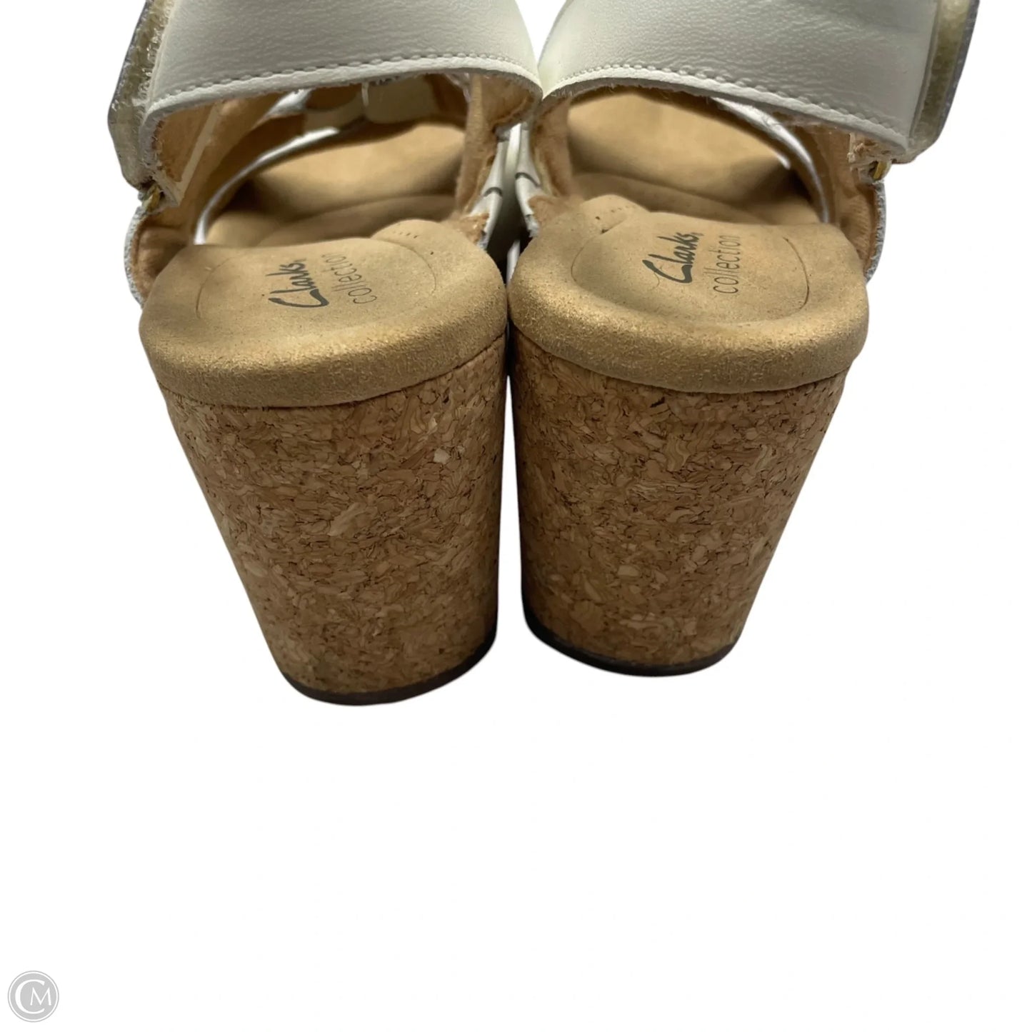 Sandals Heels Wedge By Clarks In White, Size: 8