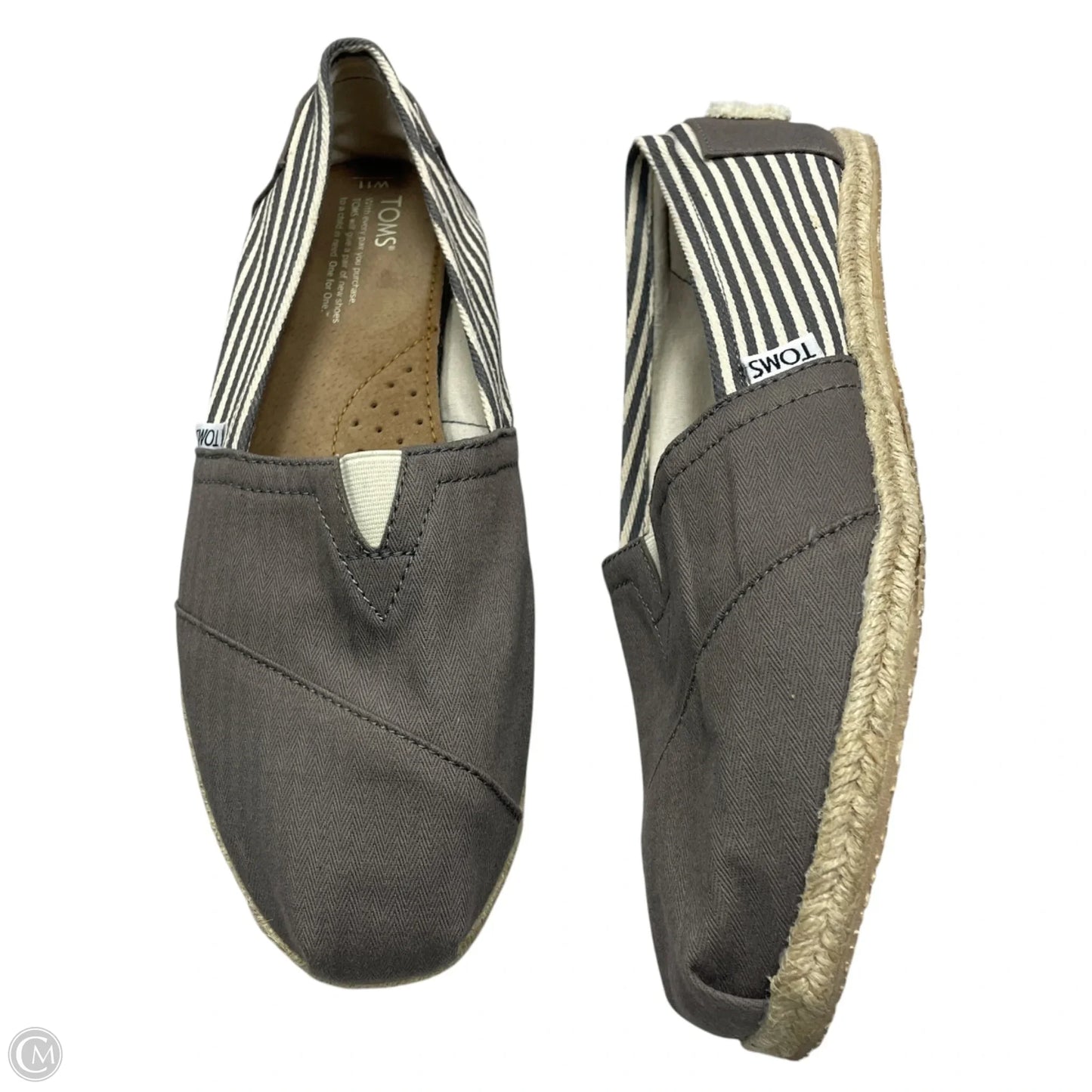 Shoes Flats By Toms In Grey & White, Size: 11