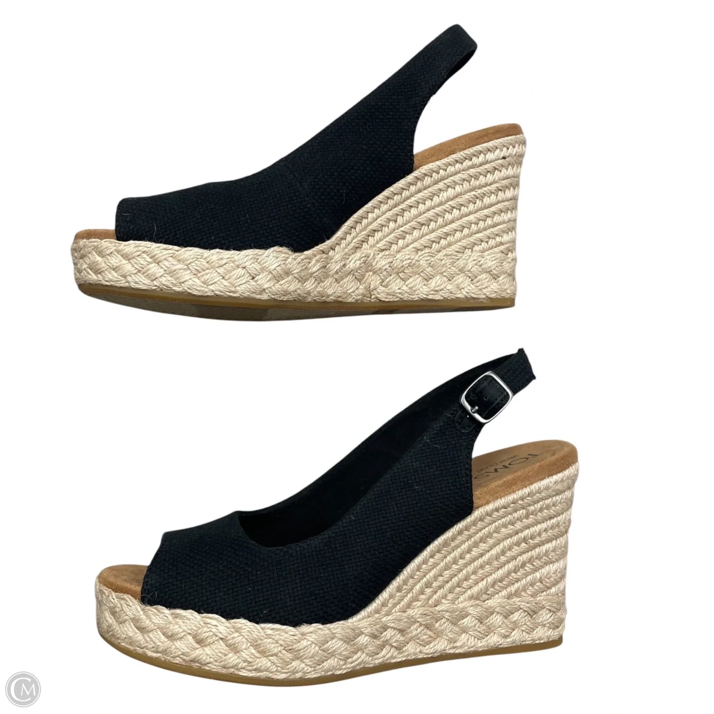 Sandals Heels Wedge By Toms In Black, Size: 8