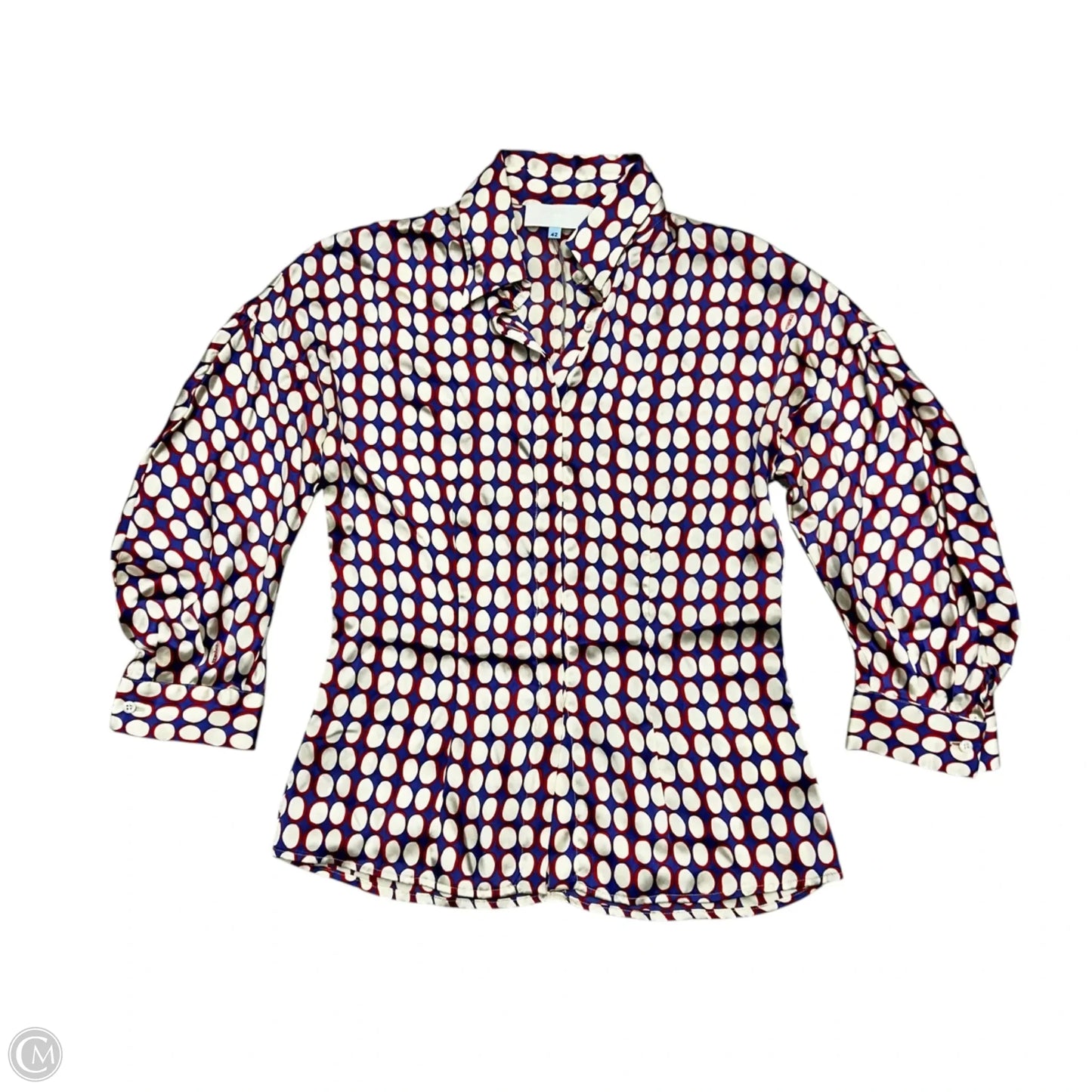 Blouse Long Sleeve By Malo In Blue & Red, Size: S