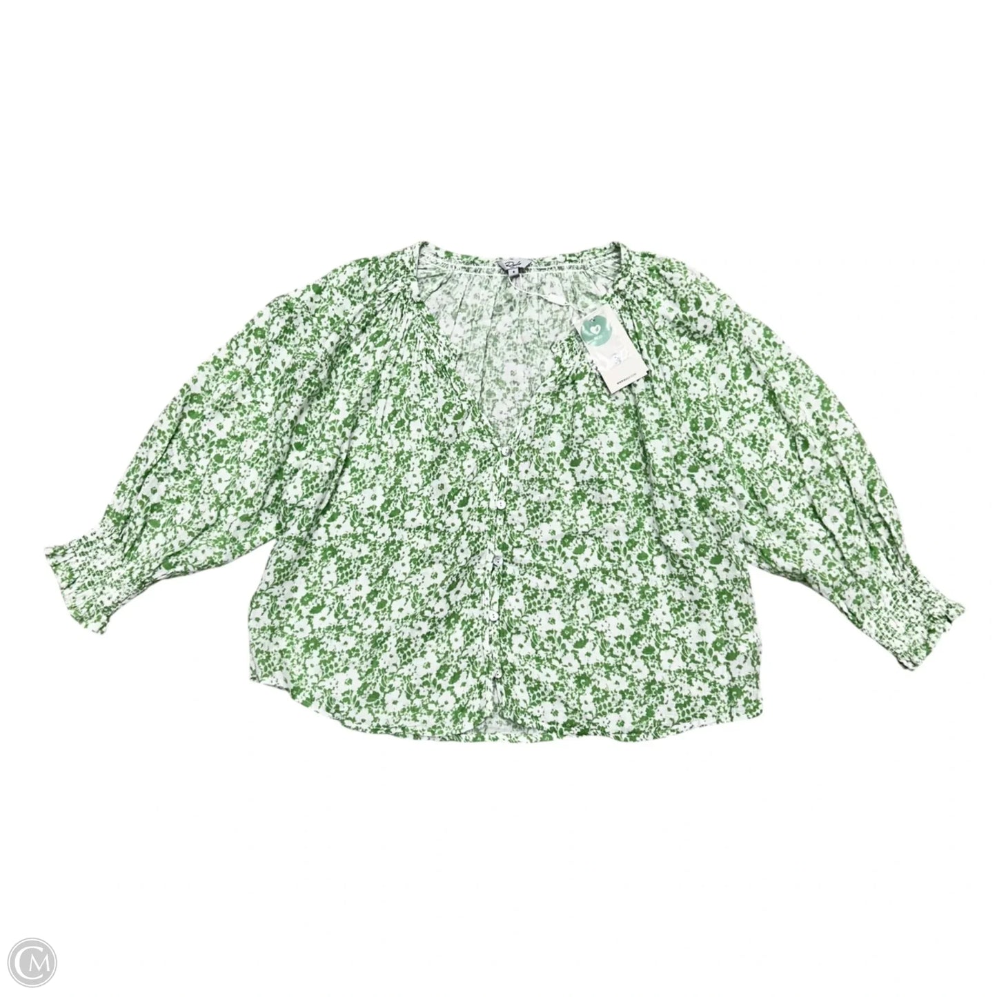 Top Long Sleeve By Rails In Green & White, Size: S