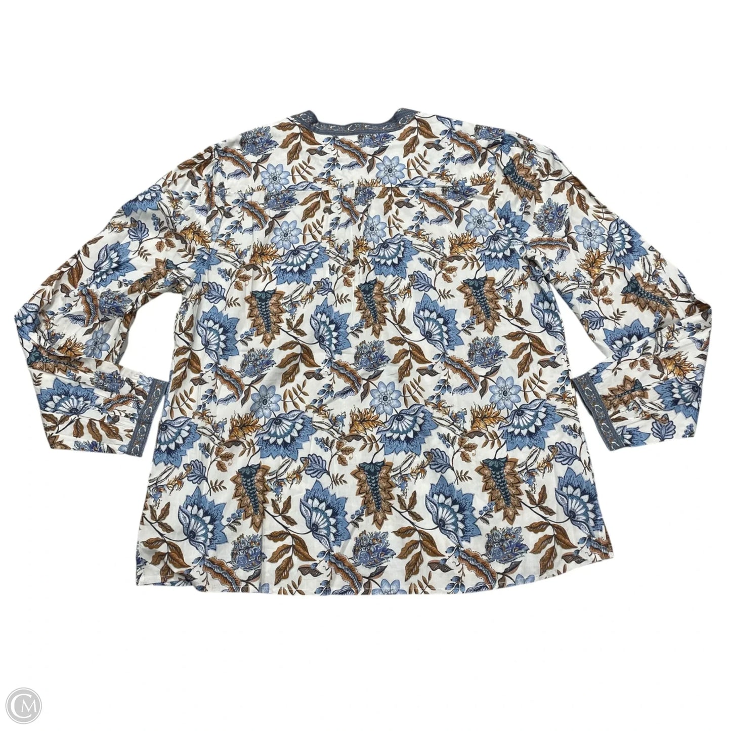 Blouse Long Sleeve By Soft Surroundings In Blue & Tan, Size: Xl