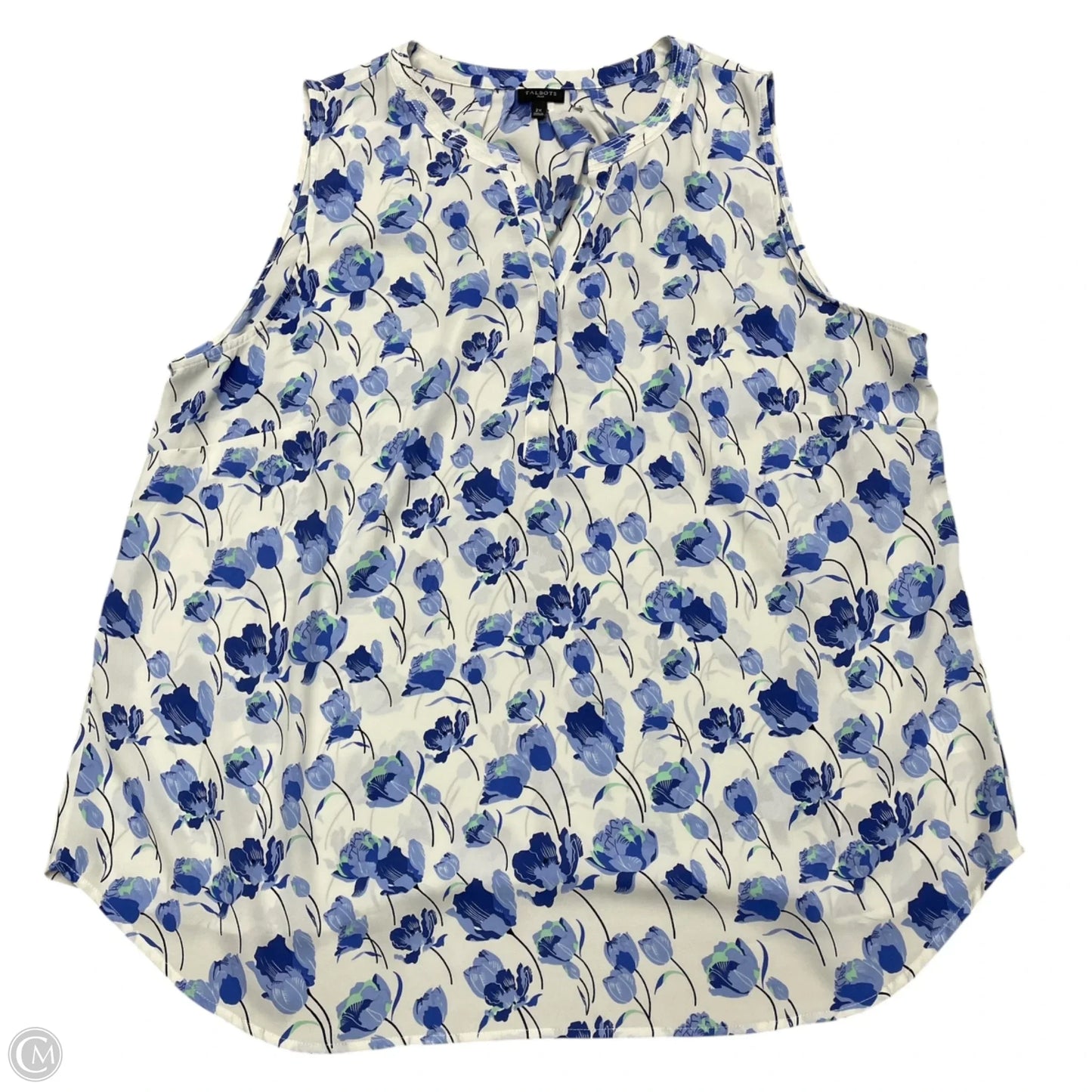 Blouse Sleeveless By Talbots In Blue & White, Size: 2x