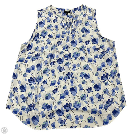 Blouse Sleeveless By Talbots In Blue & White, Size: 2x