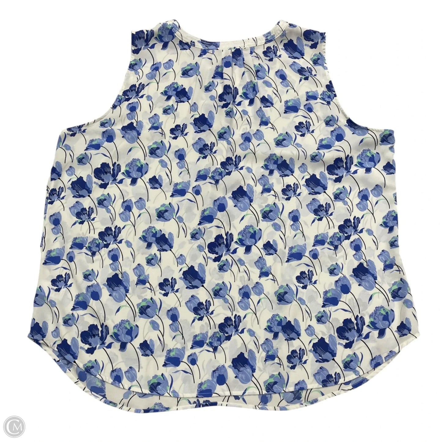 Blouse Sleeveless By Talbots In Blue & White, Size: 2x