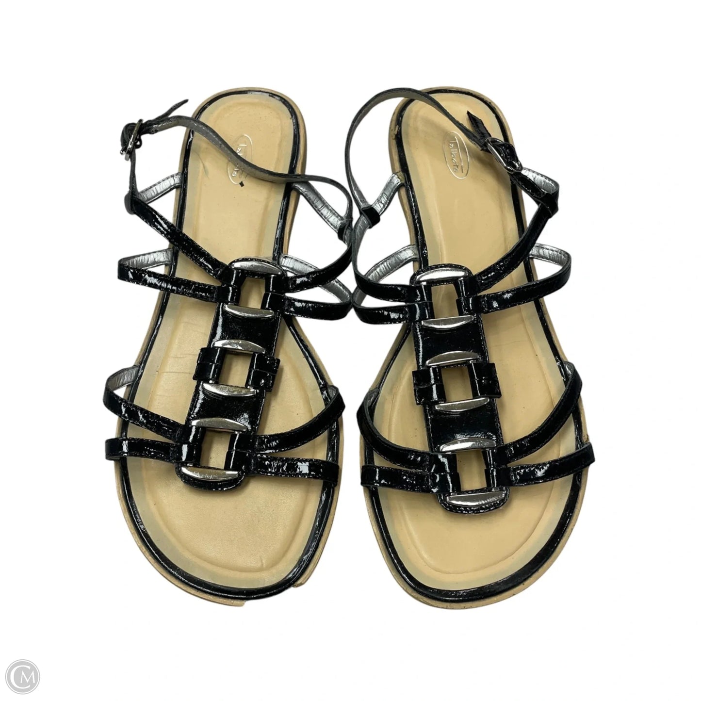 Sandals Flats By Talbots In Black & Silver, Size: 9