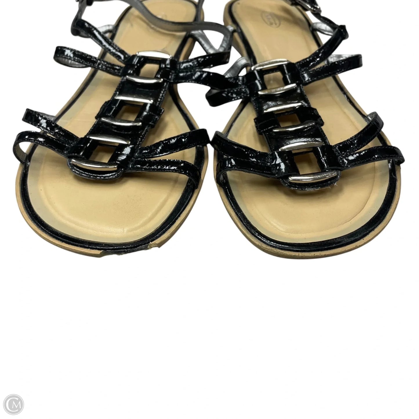 Sandals Flats By Talbots In Black & Silver, Size: 9