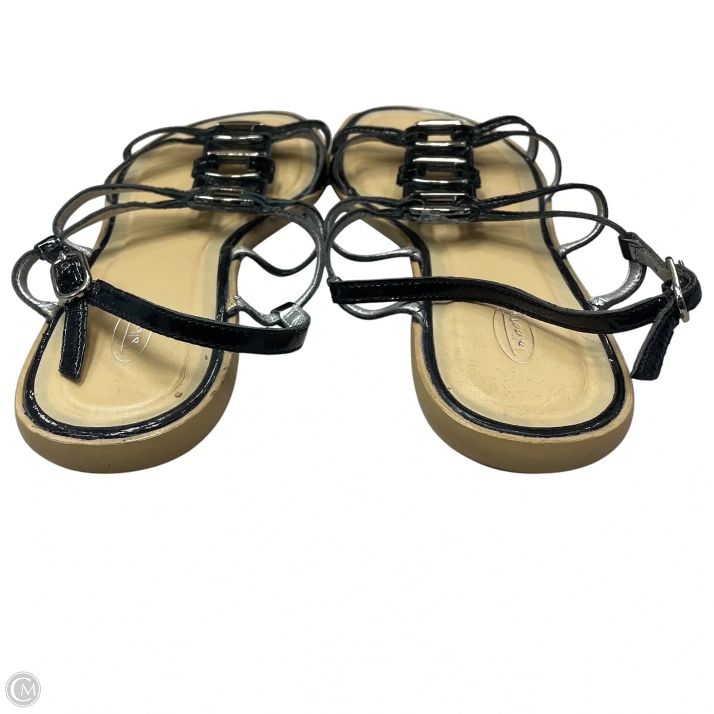 Sandals Flats By Talbots In Black & Silver, Size: 9