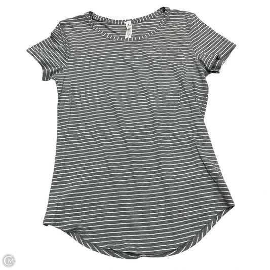 Athletic Top Short Sleeve By Lululemon In Grey & White, Size: Xs