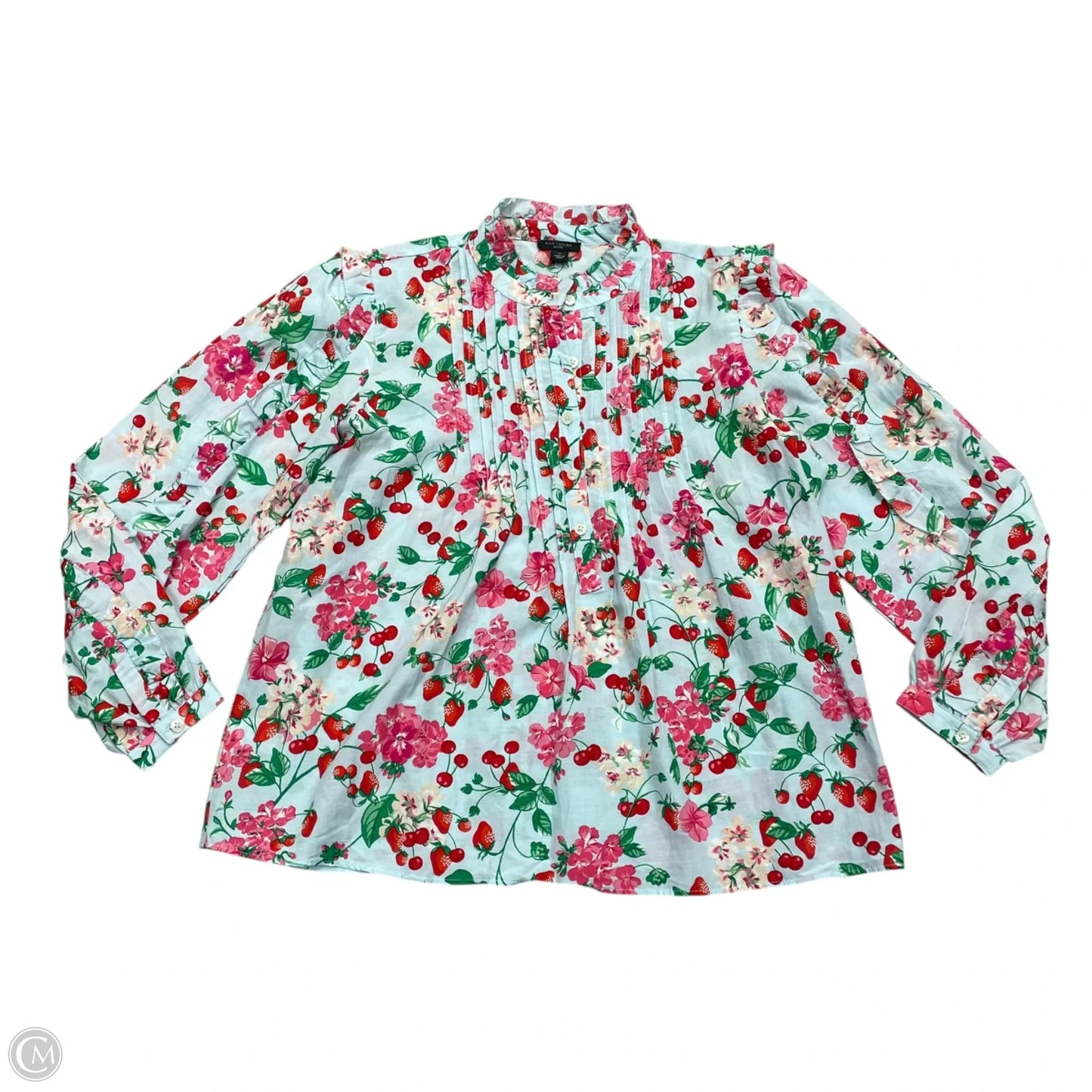 Blouse Long Sleeve By Ann Taylor In Blue & Pink, Size: Sp