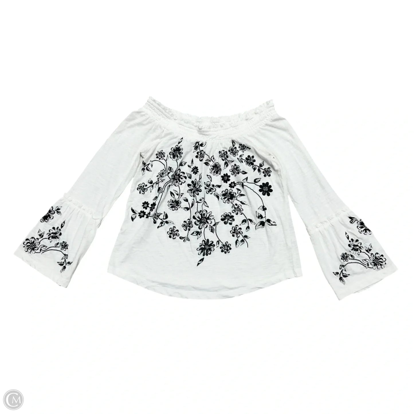 Top Long Sleeve By Anthropologie In Black & White, Size: Xs