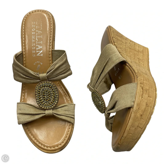 Sandals Heels Block By Korks In Tan, Size: 6