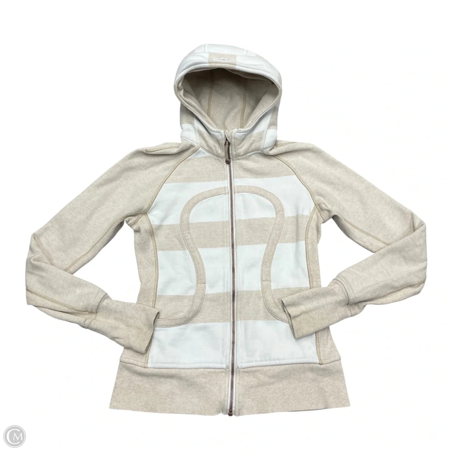 Athletic Jacket By Lululemon In Cream & White, Size: S