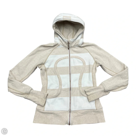 Athletic Jacket By Lululemon In Cream & White, Size: S