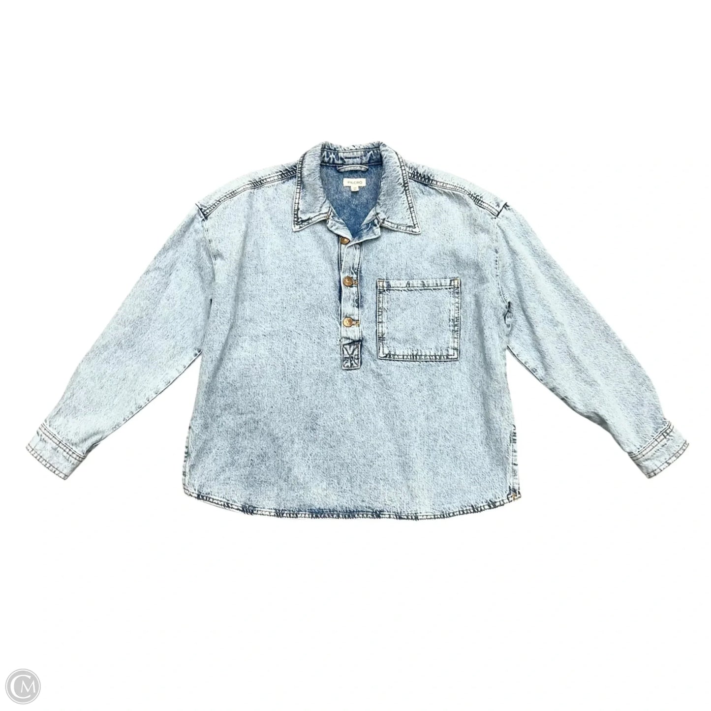Top Long Sleeve By Pilcro In Blue Denim, Size: Xxs