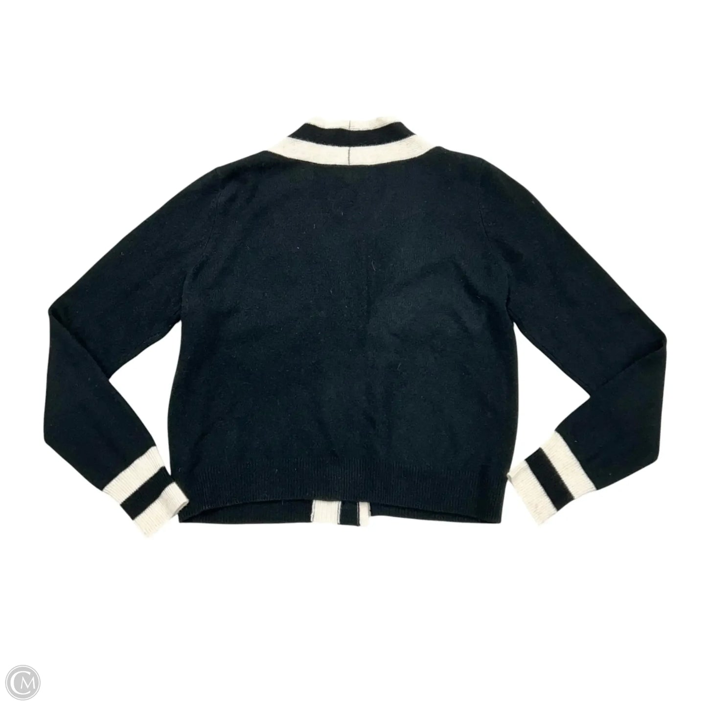 Sweater Cardigan Cashmere By 525 In Black & Cream, Size: Xs