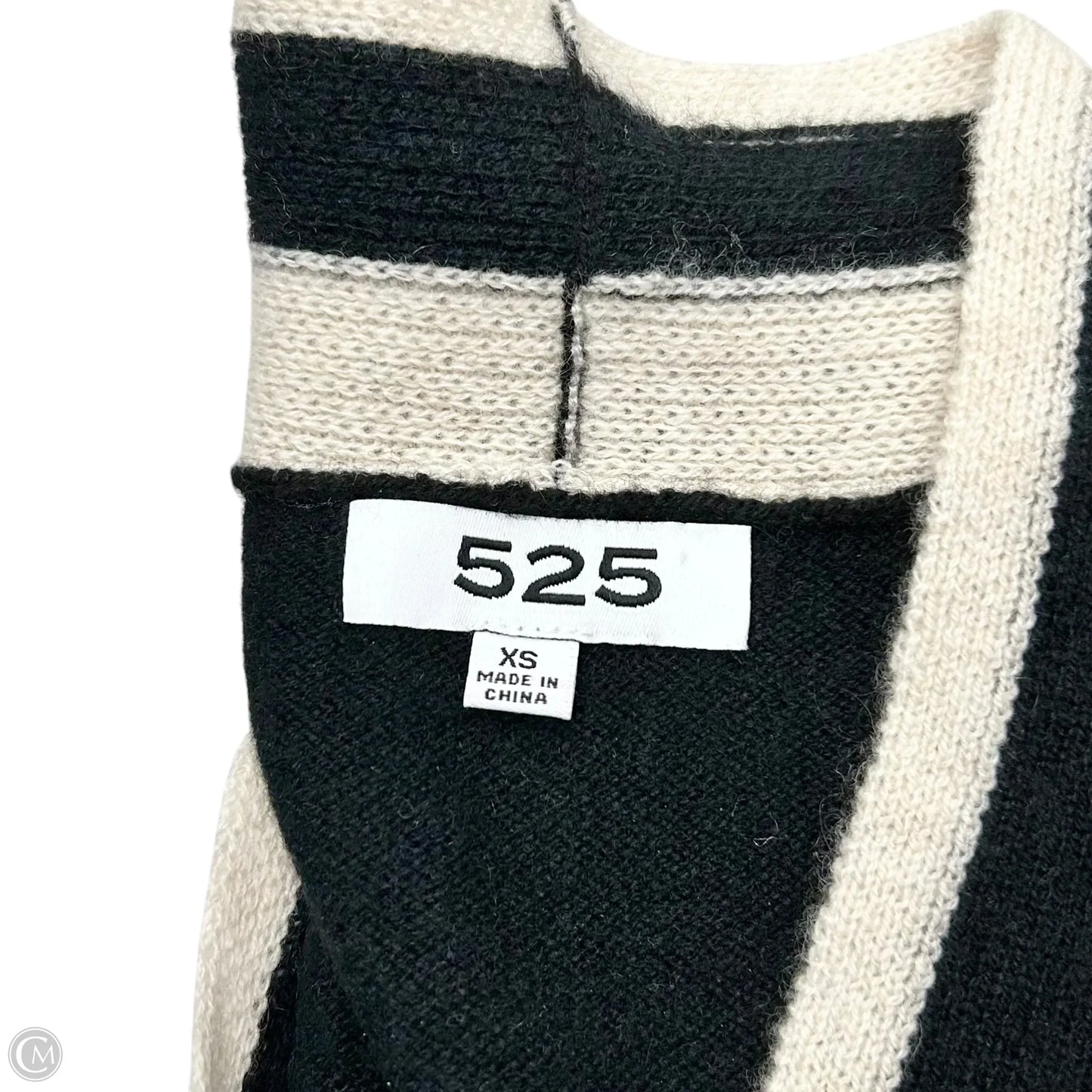Sweater Cardigan Cashmere By 525 In Black & Cream, Size: Xs