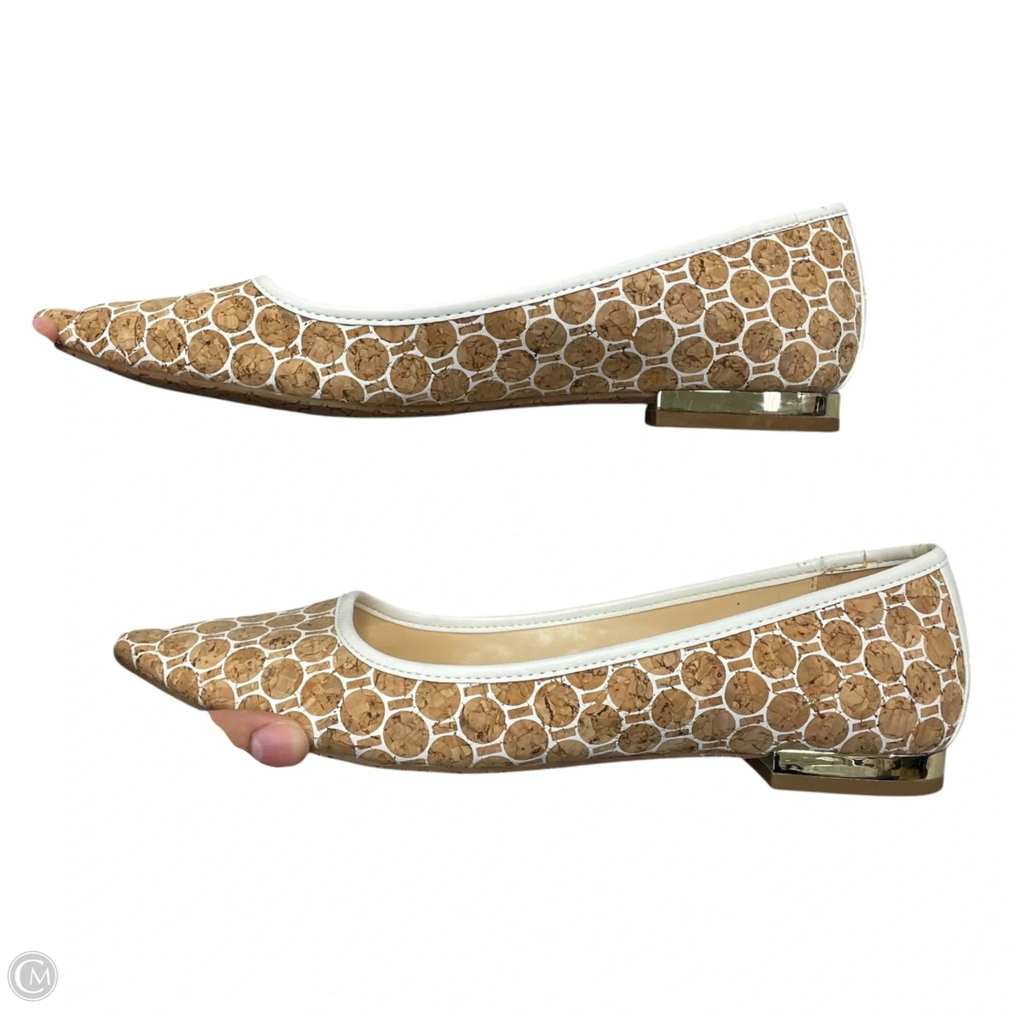 Shoes Flats By Clothes Mentor In Tan & White, Size: 8