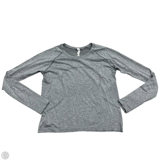 Athletic Top Long Sleeve Collar By Lululemon In Grey, Size: L