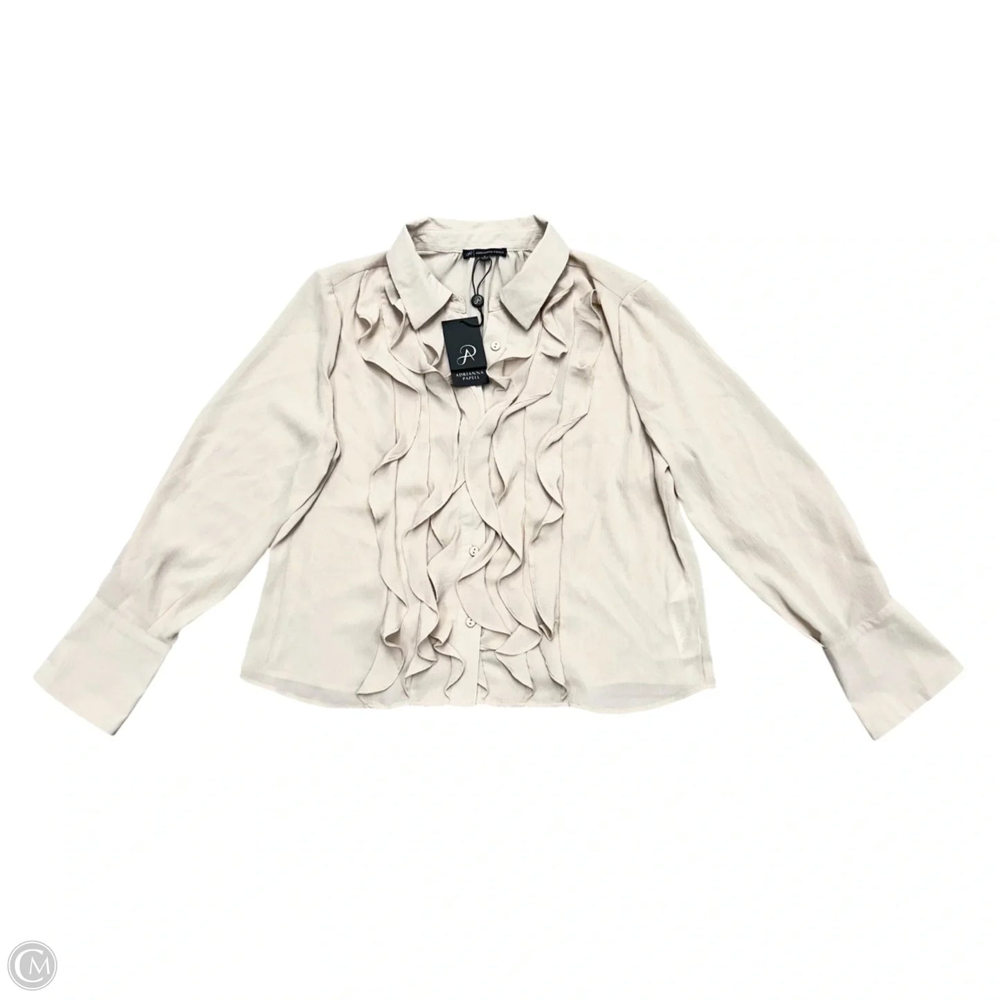 Blouse Long Sleeve By Adrianna Papell In Cream, Size: S