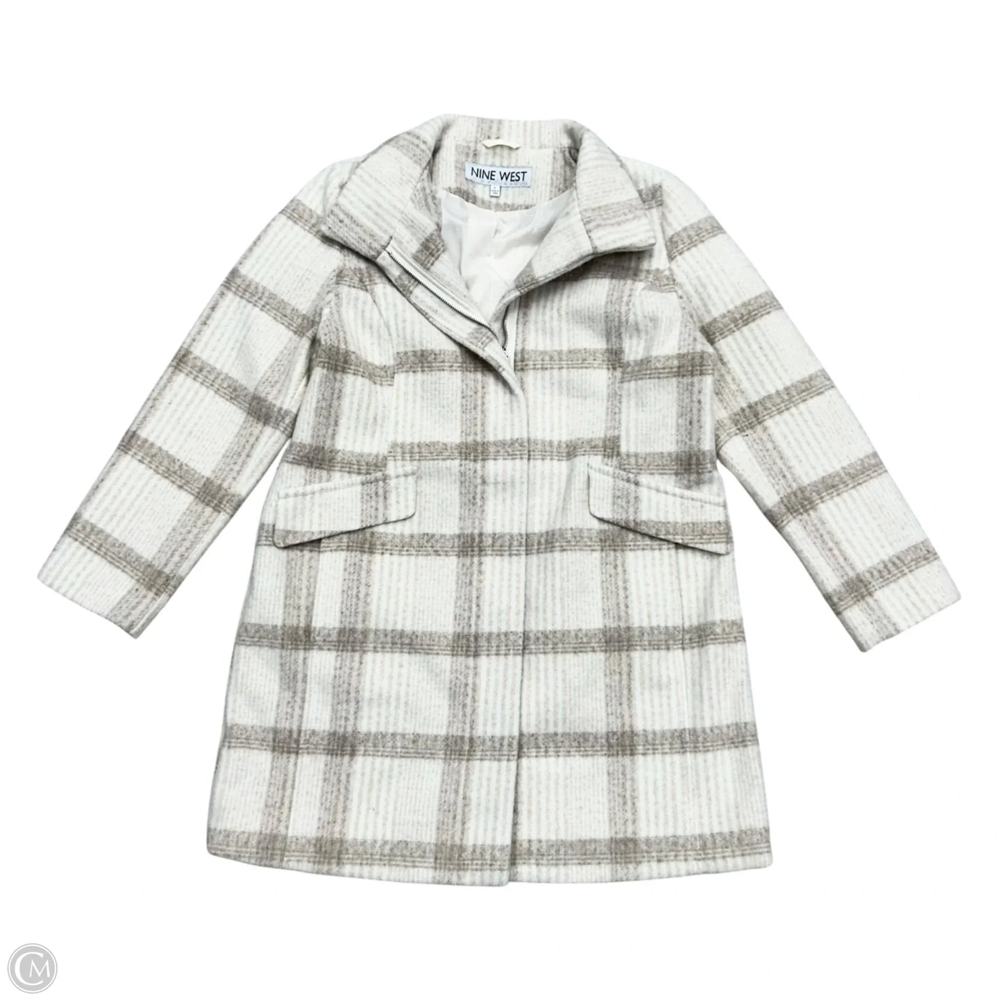 Coat Peacoat By Nine West In Cream & White, Size: L