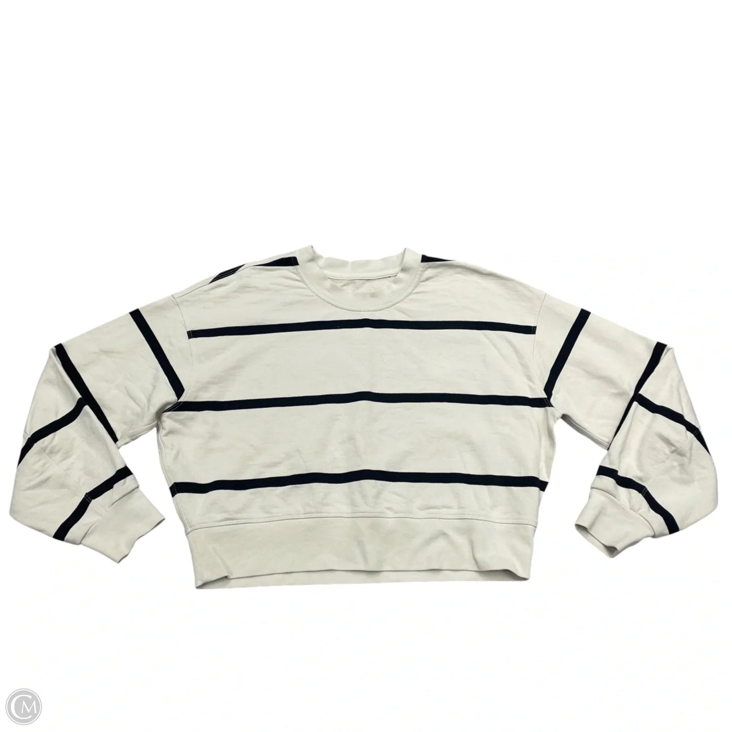 Athletic Top Long Sleeve Crewneck By Lululemon In Black & Cream, Size: S