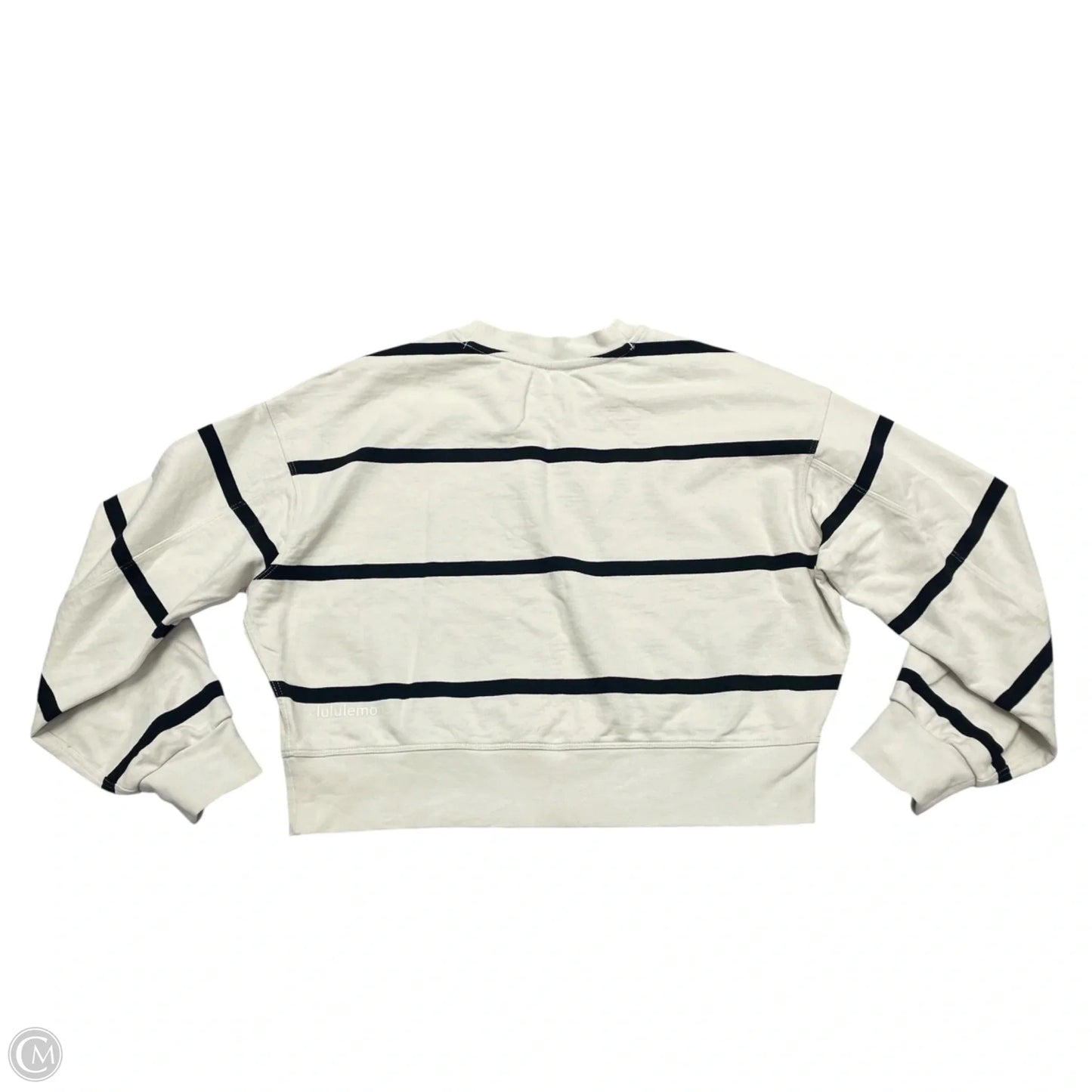 Athletic Top Long Sleeve Crewneck By Lululemon In Black & Cream, Size: S