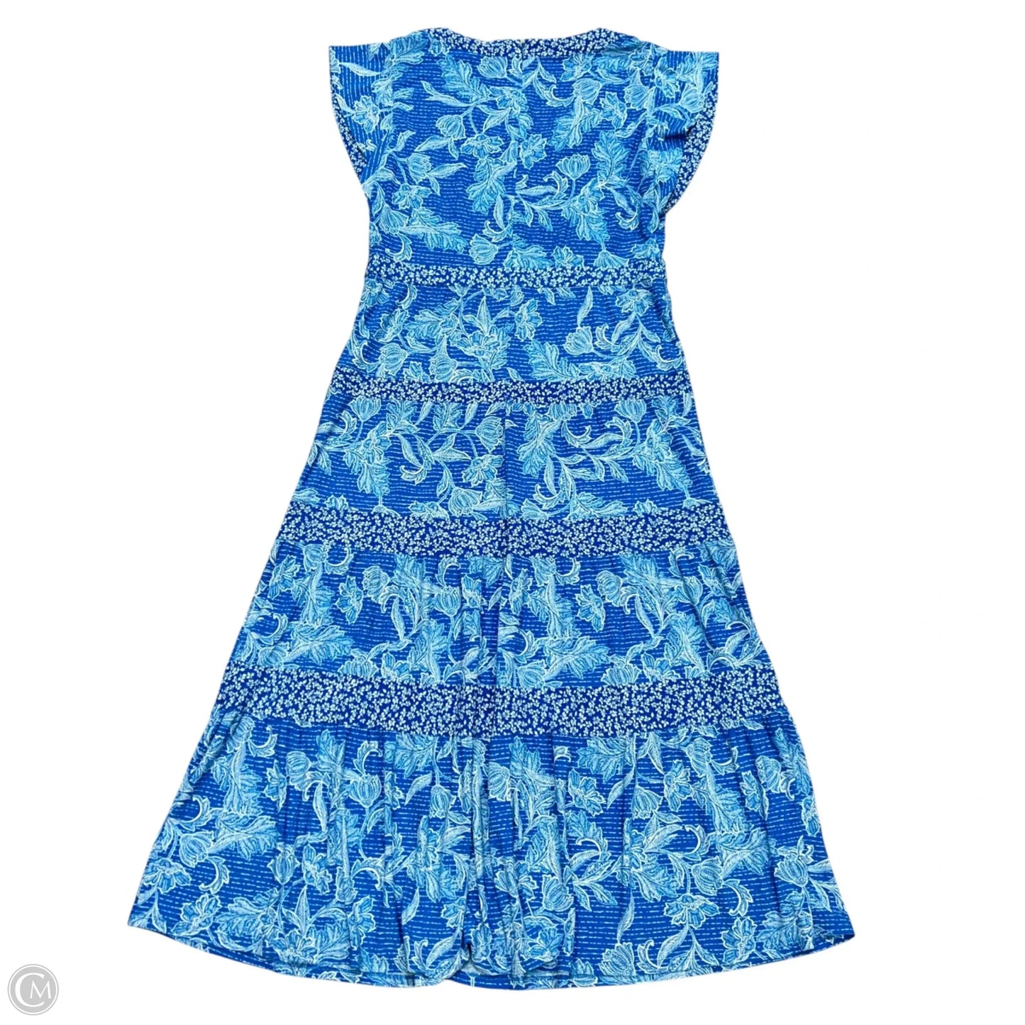 Dress Casual Maxi By Lauren By Ralph Lauren In Blue & White, Size: L