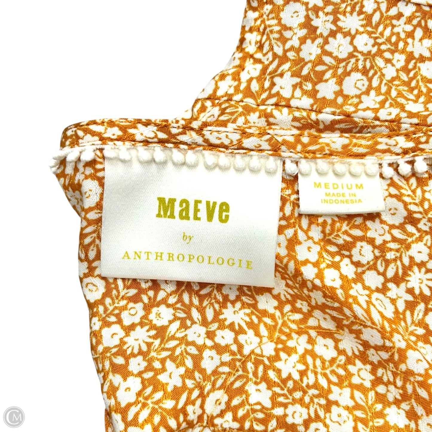 Top Long Sleeve By Maeve In White & Yellow, Size: M