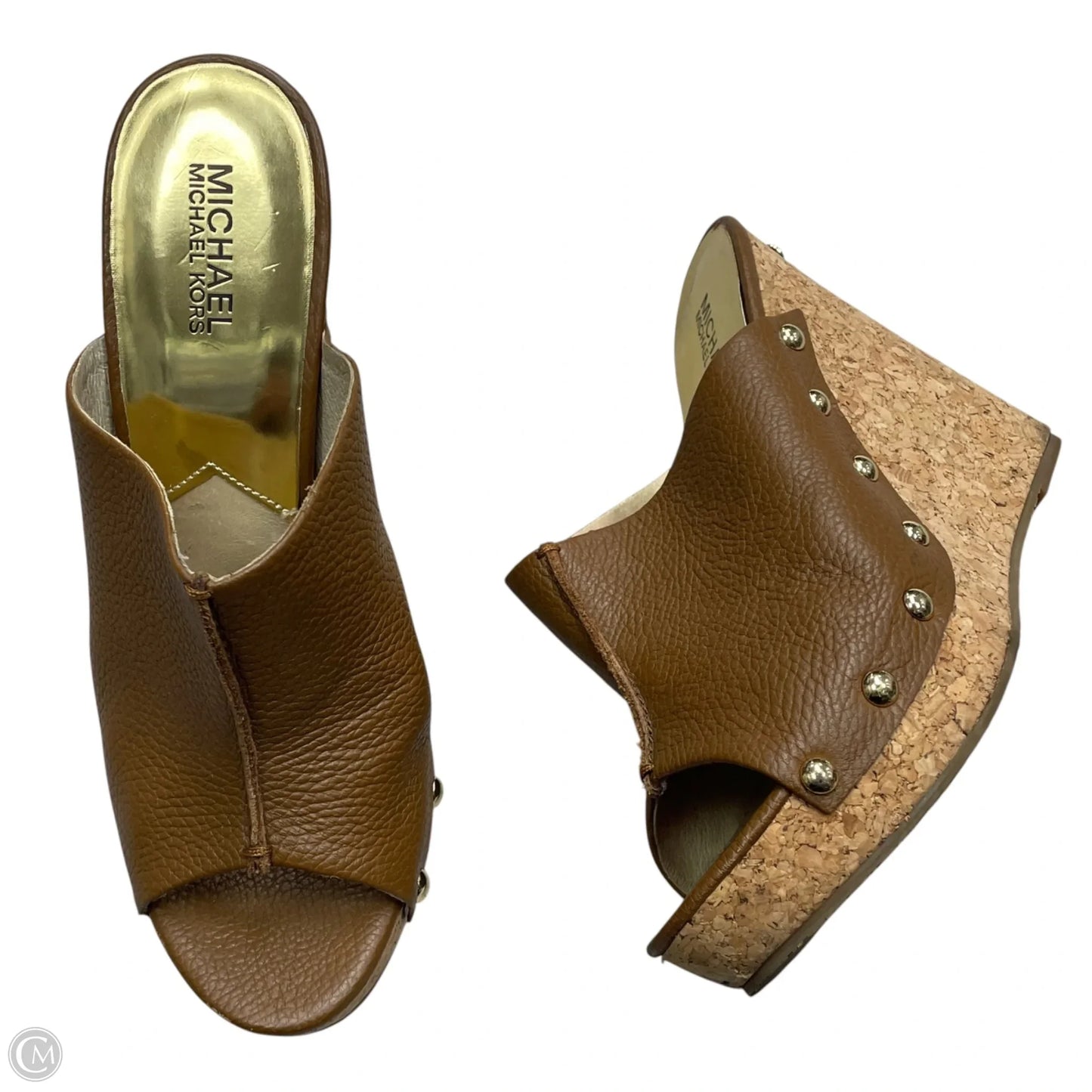 Sandals Heels Wedge By Michael By Michael Kors In Tan, Size: 9.5