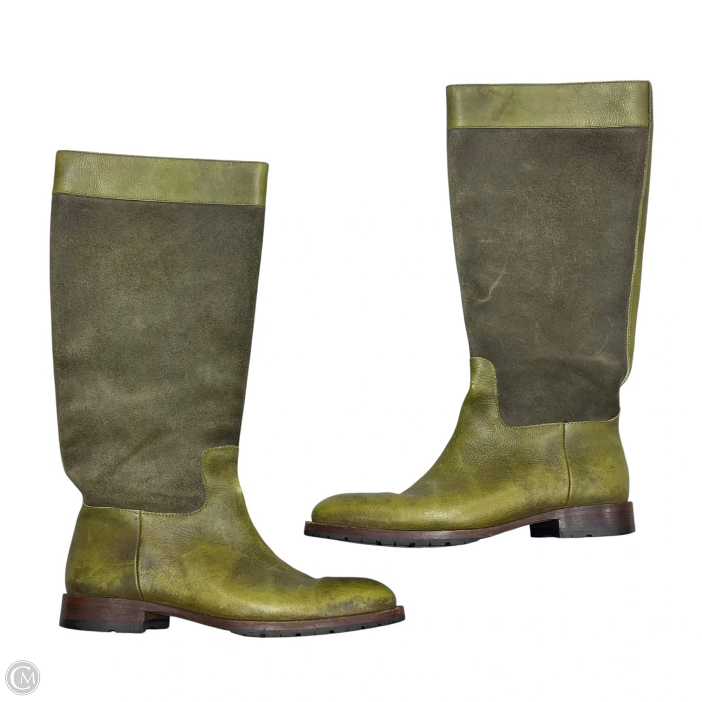 Boots Mid-calf Flats By Vibram In Green, Size: 8