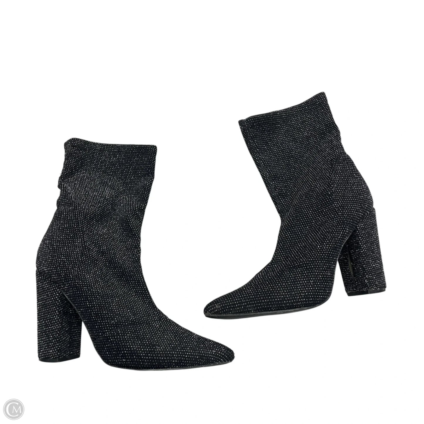 Boots Ankle Heels By Shoedazzle In Black & Silver, Size: 9