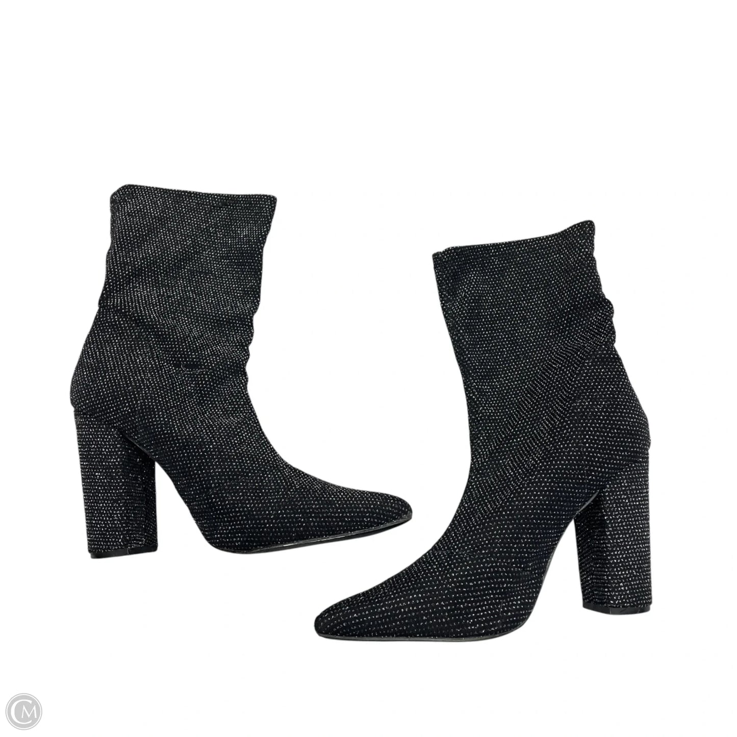 Boots Ankle Heels By Shoedazzle In Black & Silver, Size: 9