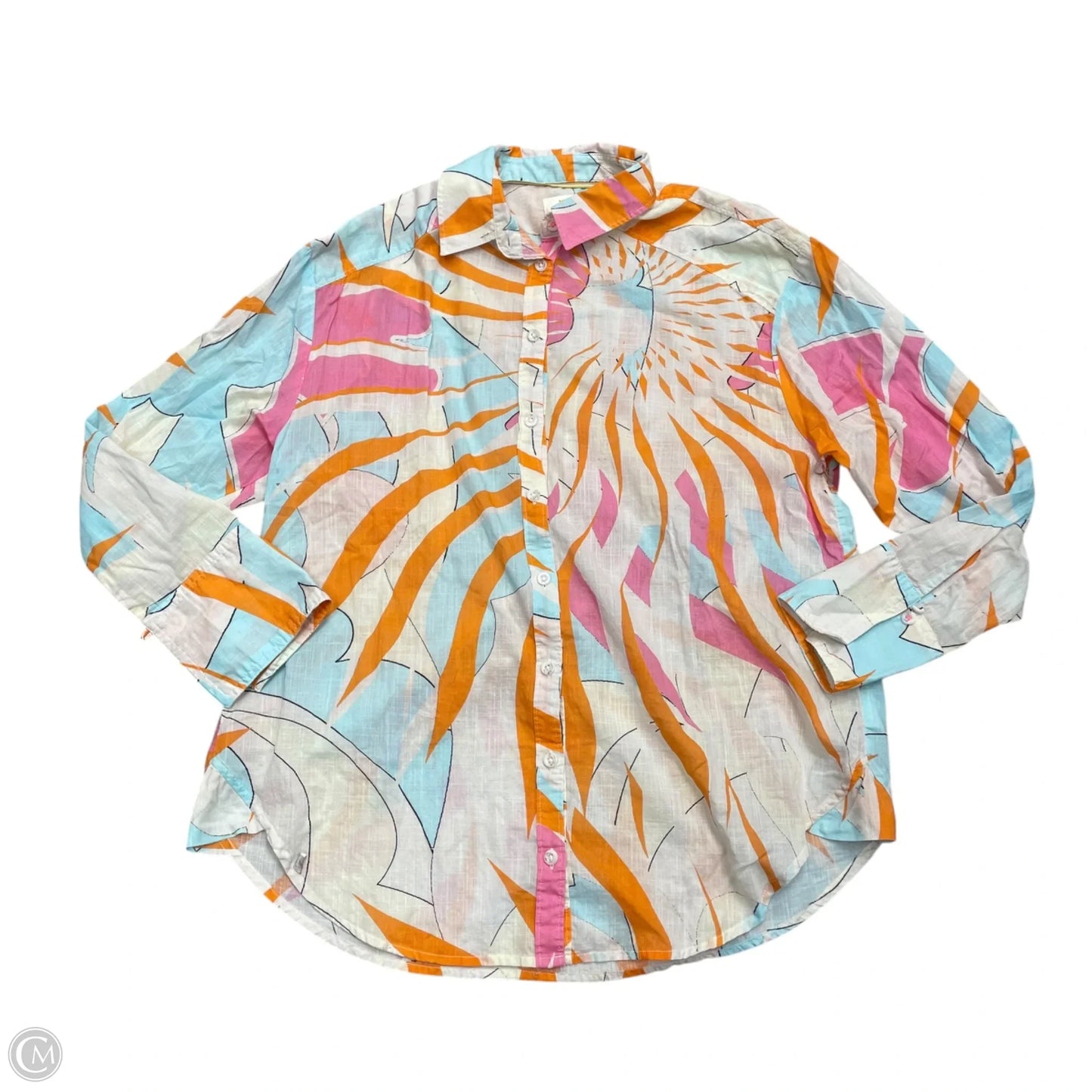Top Long Sleeve By Maeve In Blue & Orange, Size: M