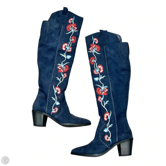Boots Knee Heels By Carlos By Carlos Santana In Navy, Size: 7.5
