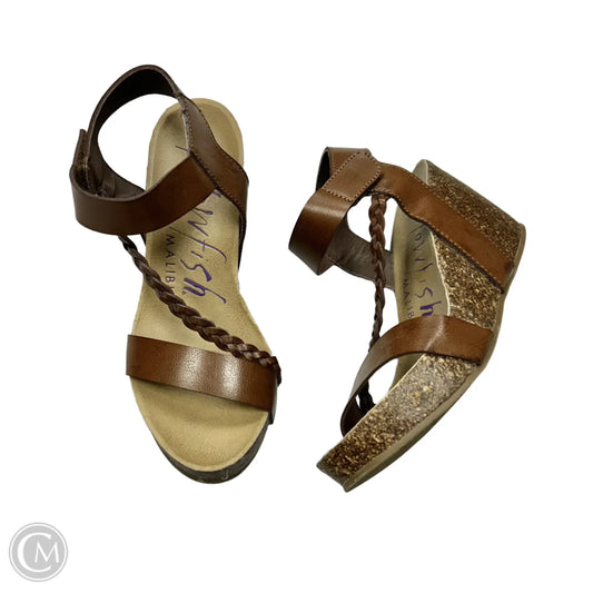 Sandals Heels Wedge By Blowfish In Brown, Size: 7