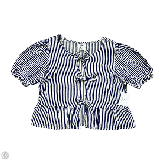 Top Short Sleeve By Japna In Blue & White, Size: Xl