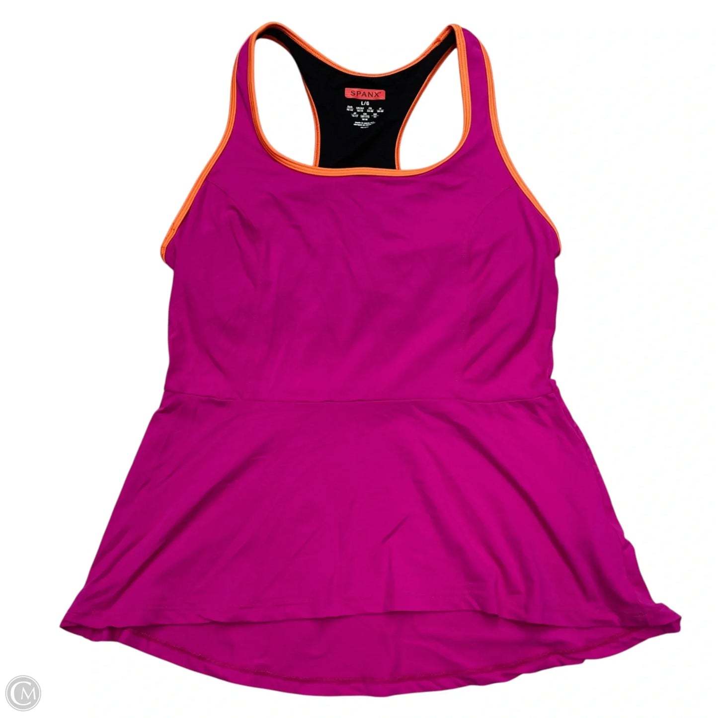 Athletic Top Short Sleeve By Spanx In Orange & Pink, Size: L