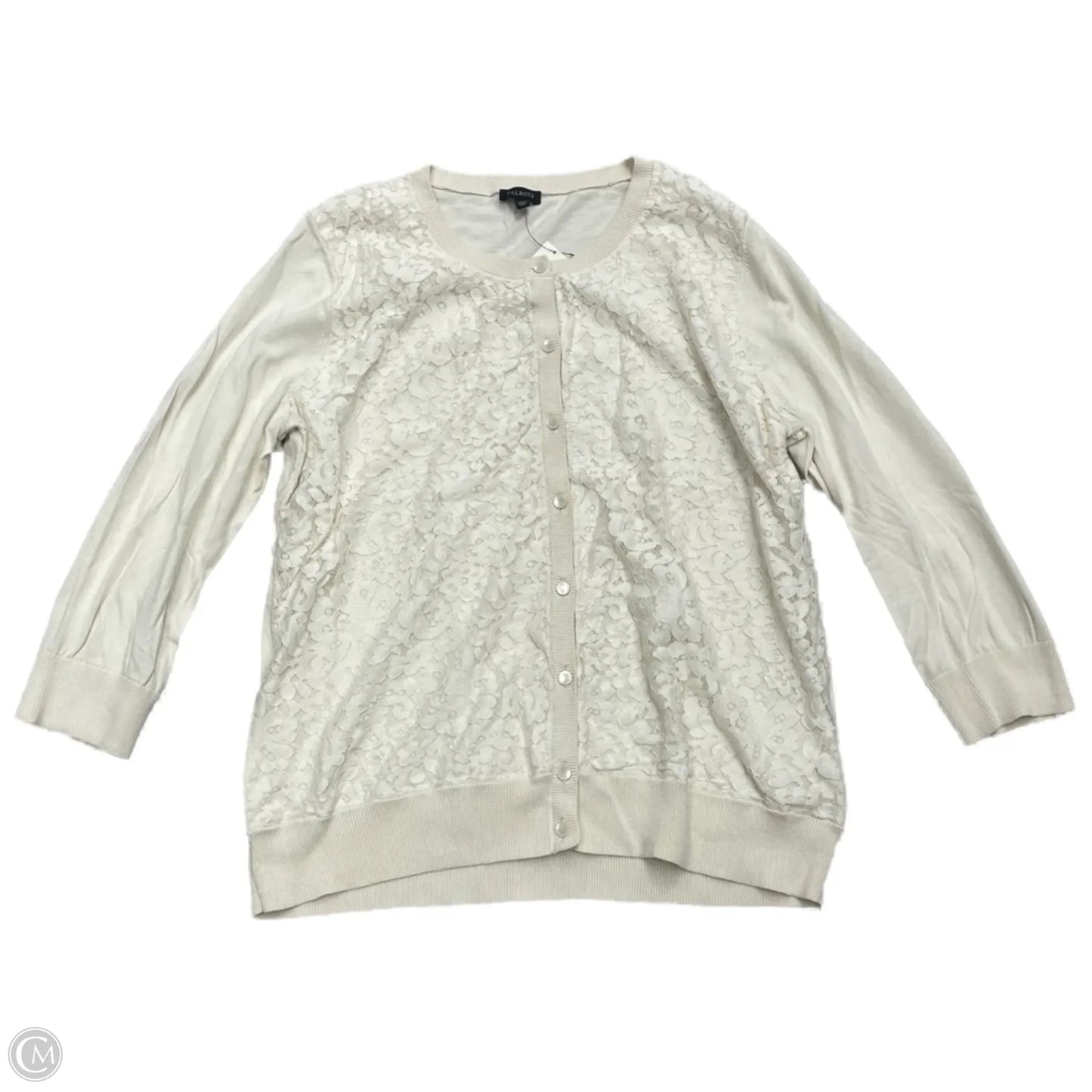 Sweater Cardigan By Talbots In Ivory, Size: Xl