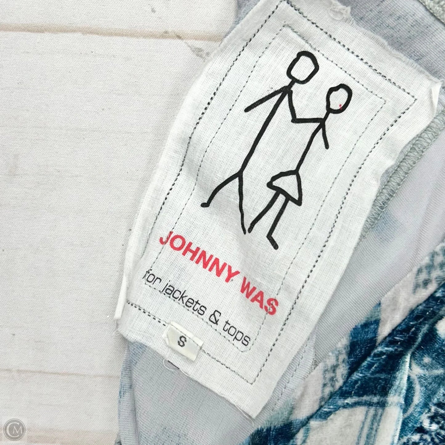 Top Long Sleeve By Johnny Was In Blue & Grey, Size: S